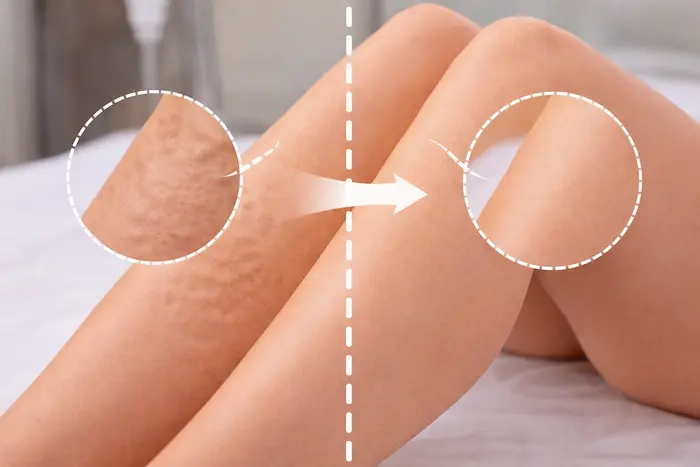 Cellulite reduction and smooth skin after body sculpting treatment