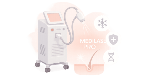 Diode laser hair removal treatment in progress