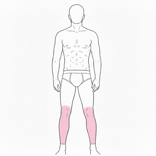 Обидві ноги від коліна до кісточки. Популярна зона для спортсменів (велосипед, плавання) та тих, хто хоче позбутися густого волосся на літо.