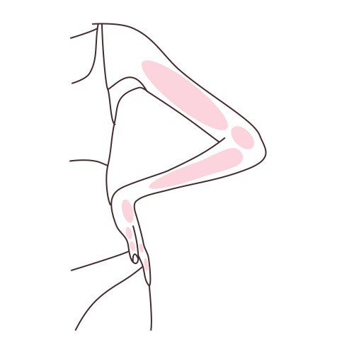 From shoulders to hands, including fingers.
Even smoothness along the full length of the arms.